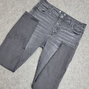 Kut From The Kloth Jeans Womens 16 Dark Gray Denim Stretch Distressed Button Fly